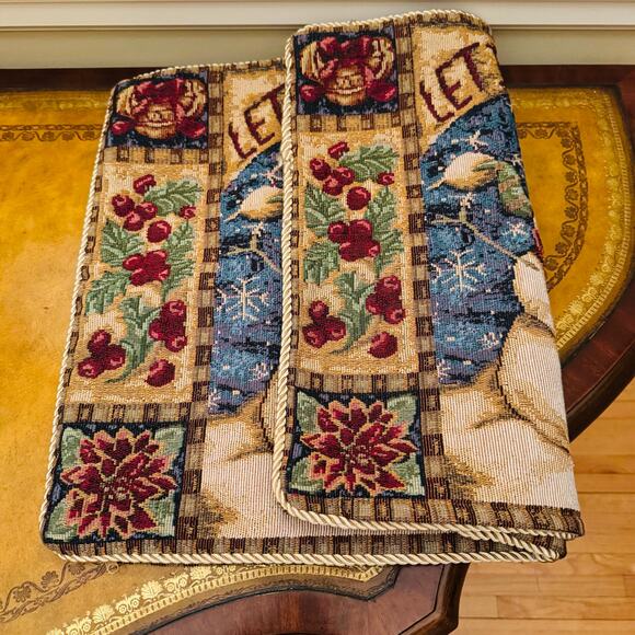 LET IT SNOW Snowman Holiday Tapestry Double Sided Zipper Pillow Covers Set of 2 - Picture 5 of 5